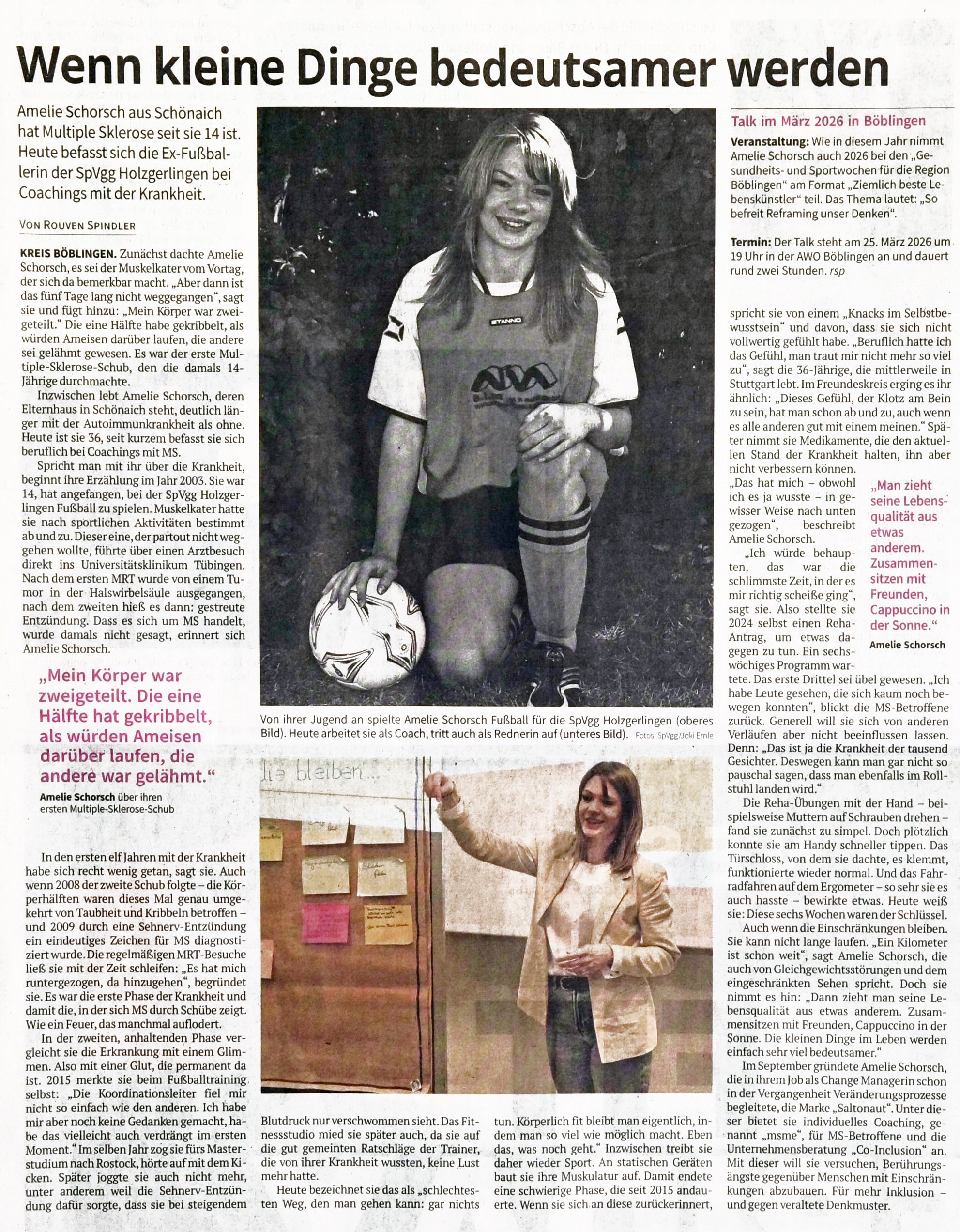 Zeitungsartikel Kreiszeitung Böblinger Bote vom 26.11.2025